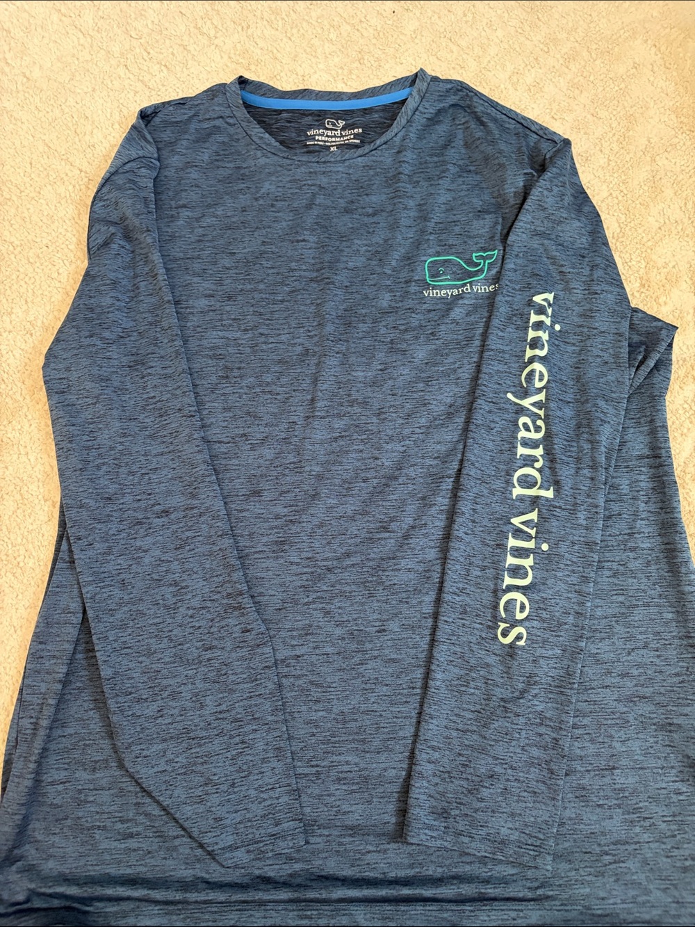 Vineyard Vines Heather Navy Long Sleeve Rash Guard with Mint Logo
